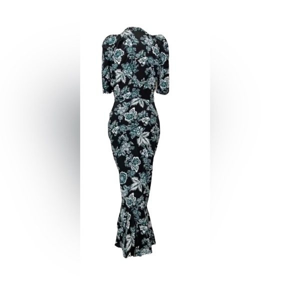 Veronica Beard Kent Silk Midi Dress Black Green Floral Size 6 - Picture 4 of 10